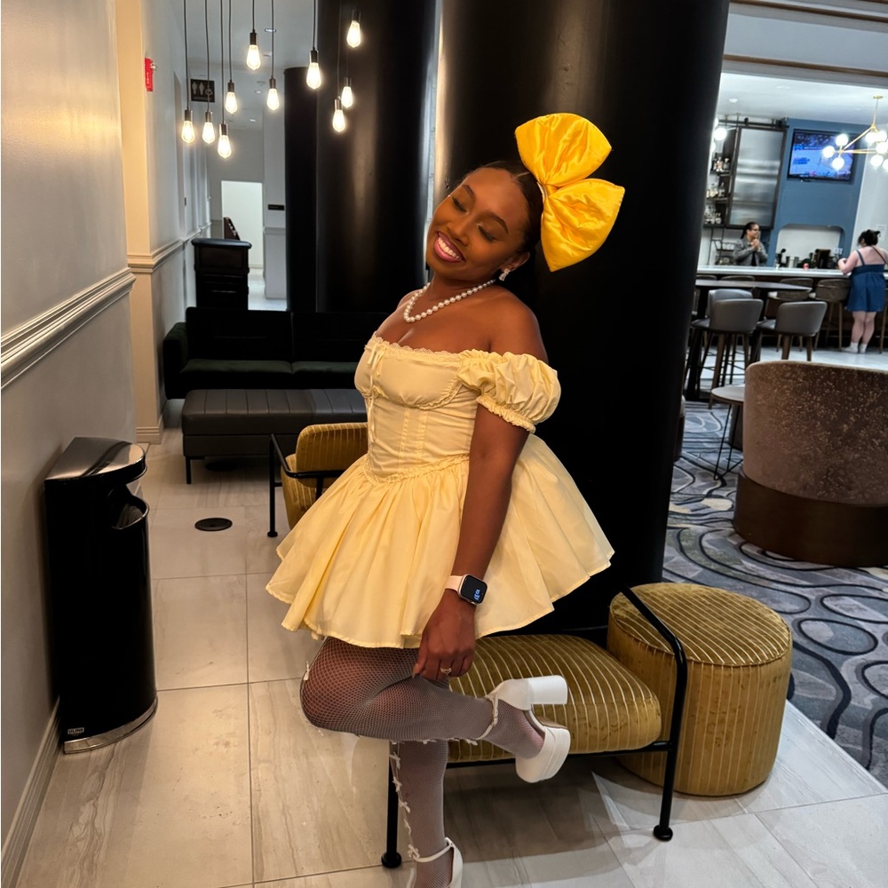 SHEIN Yellow Off-Shoulder Mini Dress